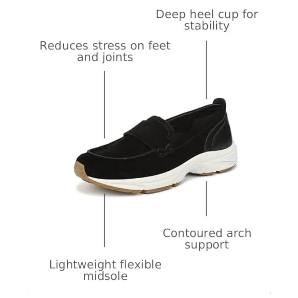 Vionic Womens Walk Roam Loafer Black Suede Leather Orthopedic Shoes 11 Medium - Picture 4 of 8